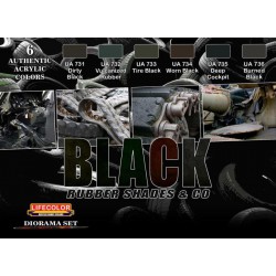 LifeColor CS27 Camouflage Set Black rubber shades And co 6x 22ml Acrylic Colours