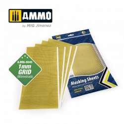 AMMO BY MIG A.MIG-8045 Masking Sheets 1mm Grid (x5 sheets, 290mm x 145mm, adhesive) 