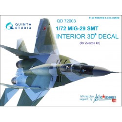QUINTA STUDIO QD72003 1/72 MiG-29 SMT 3D-Printed & coloured Interior on decal paper (for 7309 Zvezda kit)