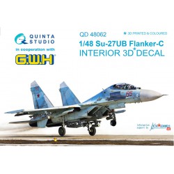 QUINTA STUDIO QD48062 1/48 Su-27UB 3D-Printed & coloured Interior on decal paper (for GWH kit)