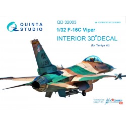 QUINTA STUDIO QD32003 1/32 F-16C 3D-Printed & coloured Interior on decal paper (for Tamiya kit)