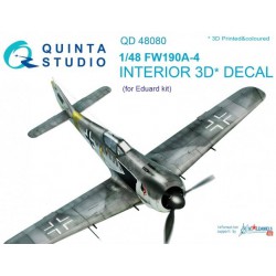 QUINTA STUDIO QD48080 1/48 FW 190A-4 3D-Printed & coloured Interior on decal paper (for Eduard kit)