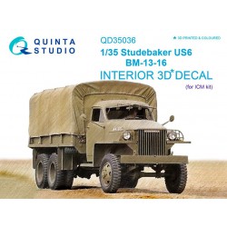 QUINTA STUDIO QD35036 1/35 Sudebaker US6 BM-13-16 3D-Printed & coloured Interior on decal paper (for ICM kit)