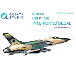 QUINTA STUDIO QD48138 1/48 F-105D 3D-Printed & coloured Interior on decal paper (for HobbyBoss kit)