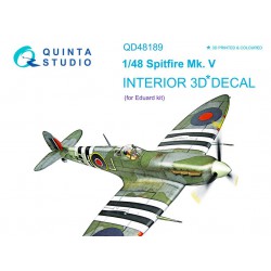 QUINTA STUDIO QD48189 1/48 Spitfire Mk.V 3D-Printed & coloured Interior on decal paper (for Eduard  kit)