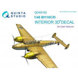 QUINTA STUDIO QD48192 1/48 Bf 110C/D 3D-Printed & coloured Interior on decal paper (for Cyber-hobby kit)