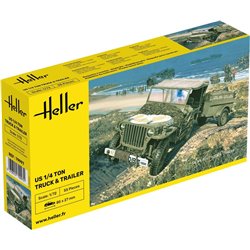 HELLER 79997 1/72 US 1/4 Ton Truck & Trailer