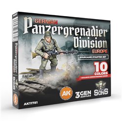 AK INTERACTIVE AK11781 GERMAN PANZERGRENADIER DIVISION, EUROPE – WARGAME STARTER SET – 10 COLORS & EXCLUSIVE FIGURE (GERMAN MACH